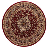 Ornate Red Bordered Traditional Flowered Rug