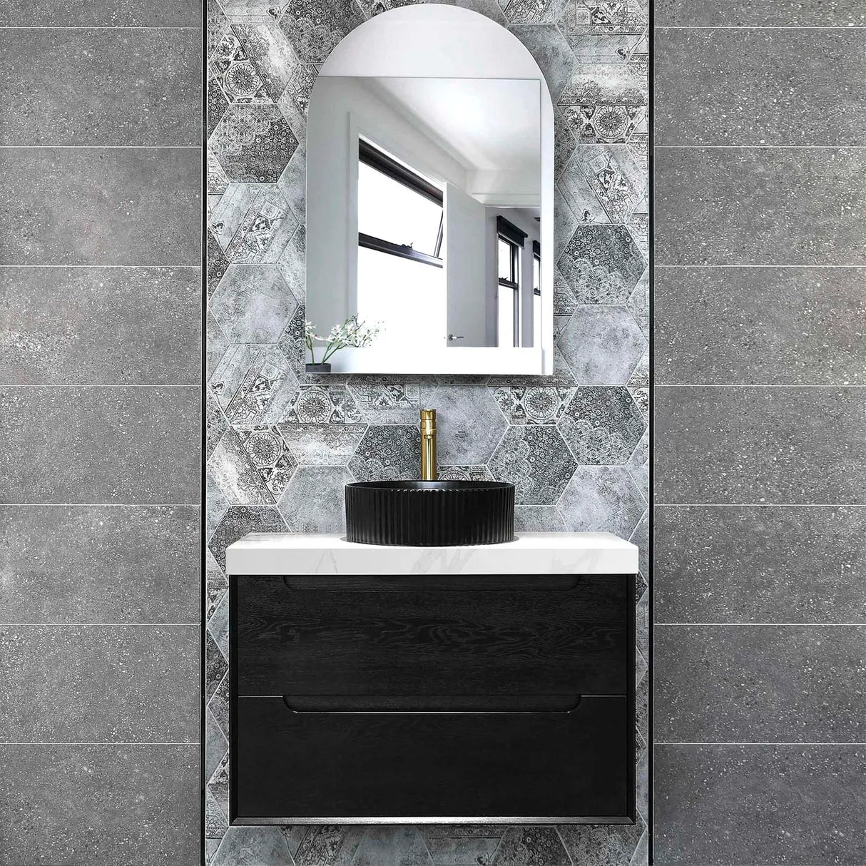KAKADU Wall Hung Vanity 750mm Black Oak