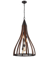 KHALEESI: Medieval Style Rustic Oak Dark Red Wood Large Bell Pendants Light