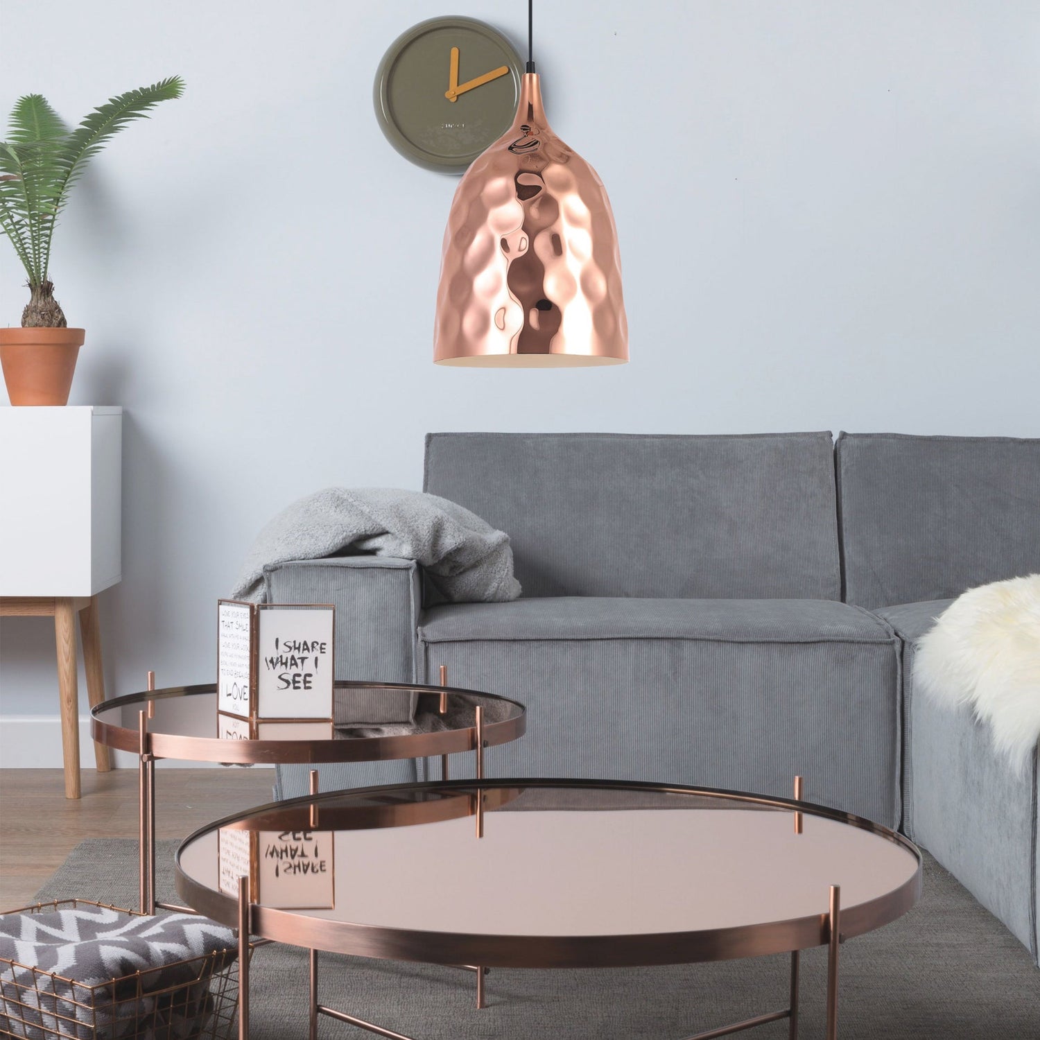 KOPER: Bohemian Copper Plated Ellipse Shape Pendant Light