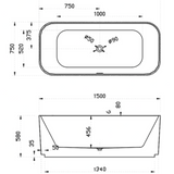 MILANO Free-Standing Bathtub with Non-Overflow (Gloss White) (1500/1700mm)