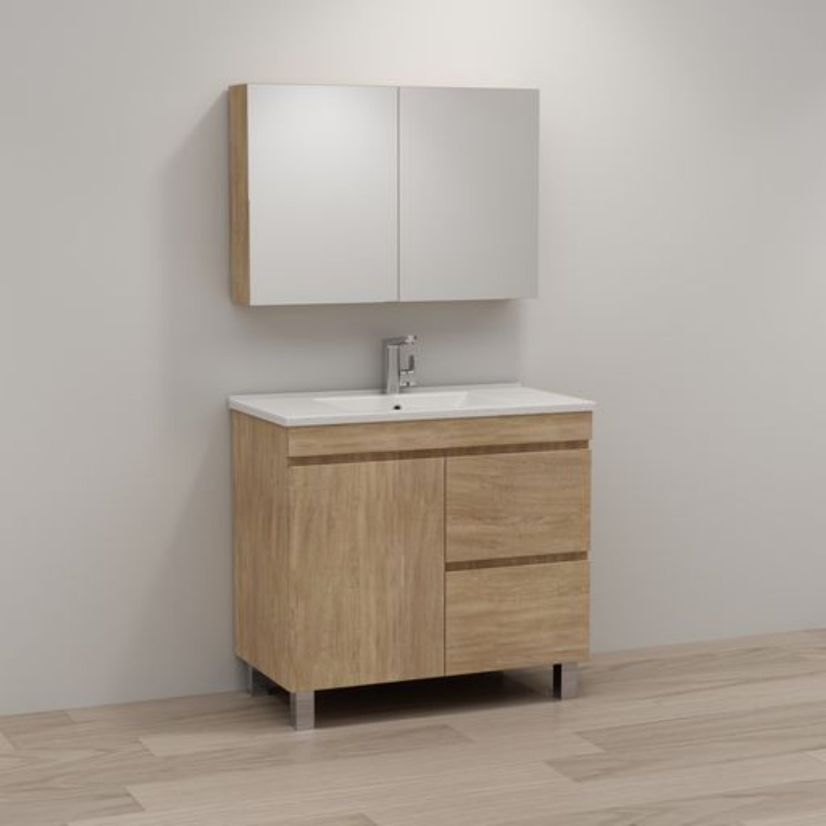 ABS MFL2 Light American Oak Freestanding Vanity 900mm