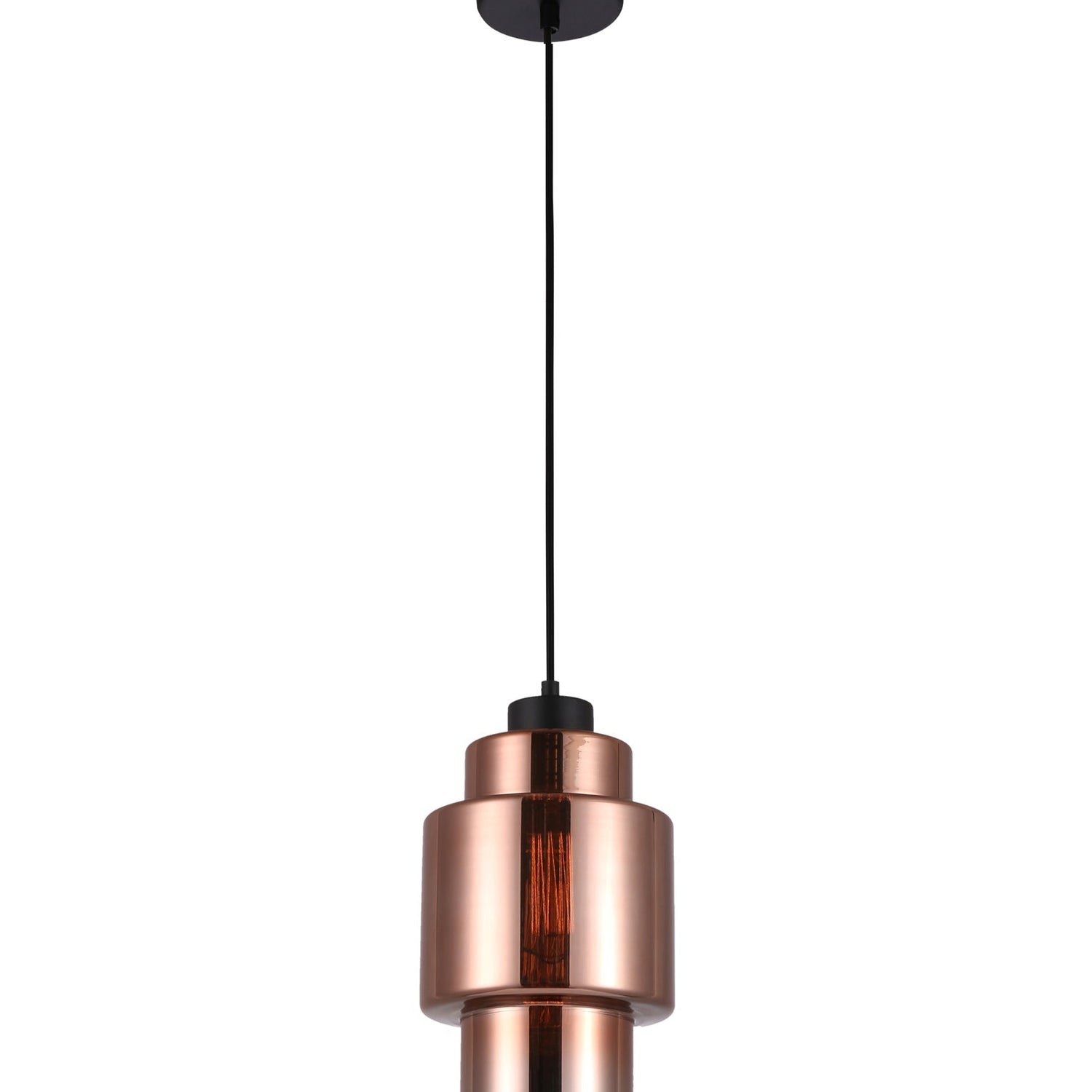 LAMINA: Retro Copper Coloured Glass Double Cylinder Pendant Light