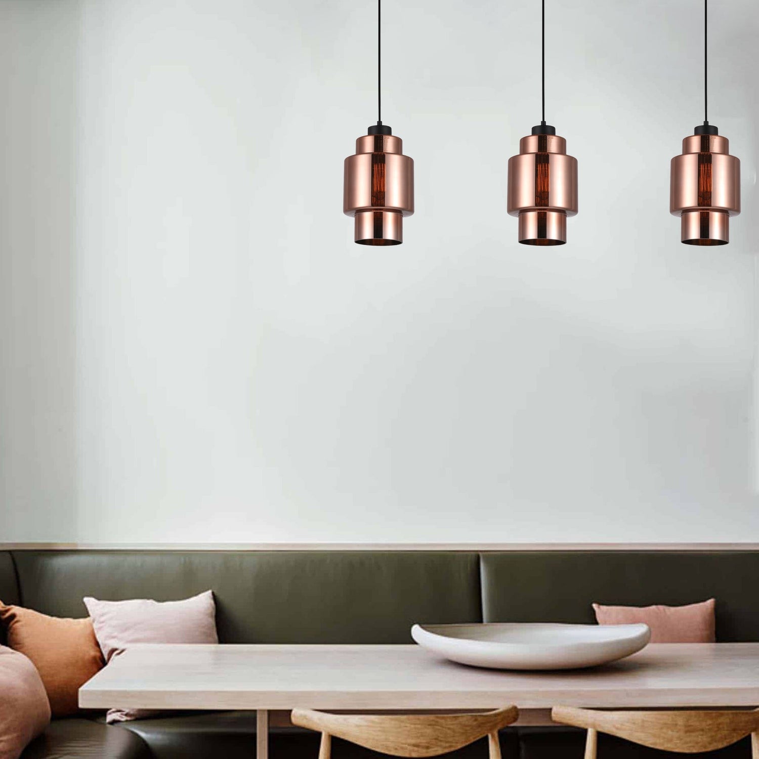 LAMINA: Retro Copper Coloured Glass Double Cylinder Pendant Light