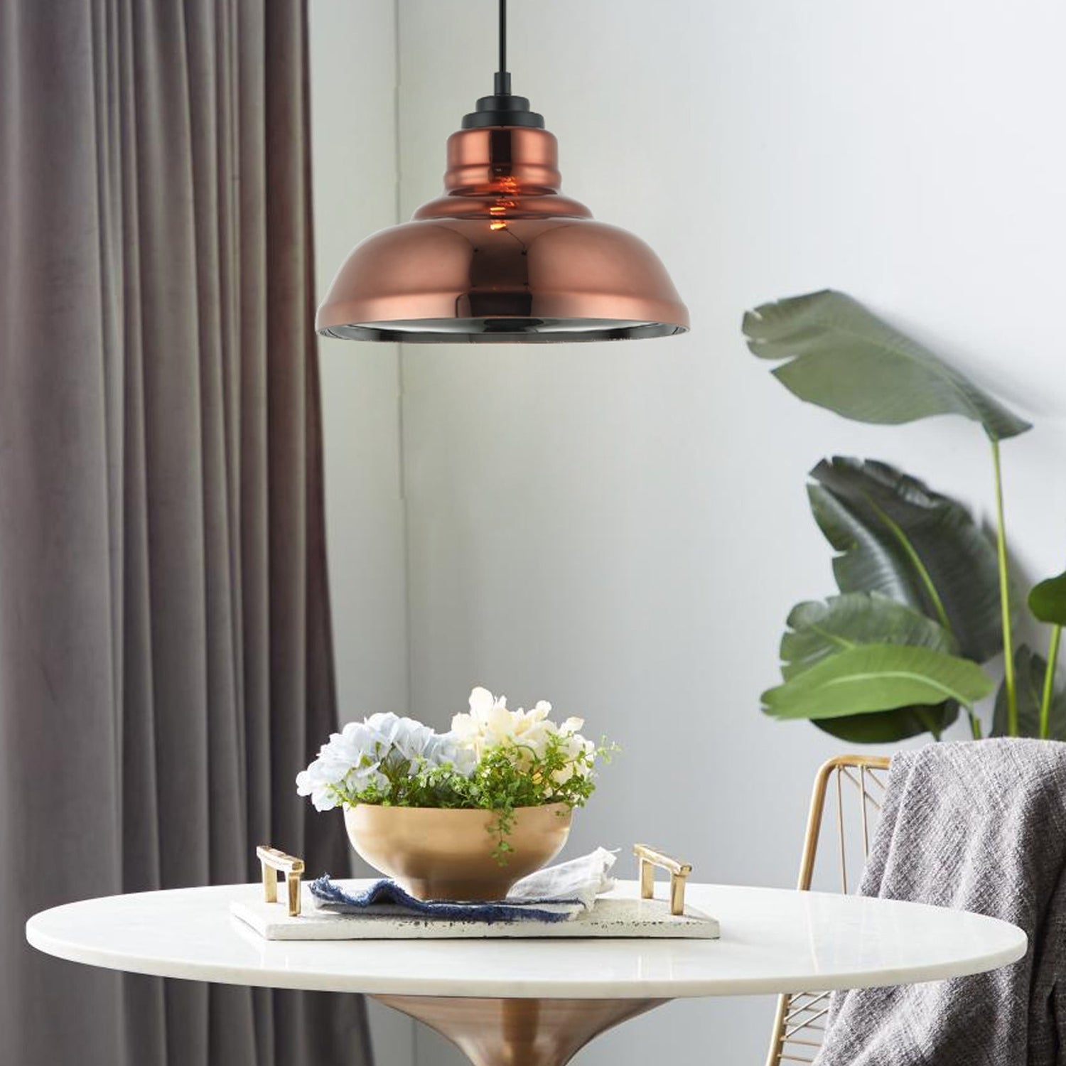 LAMINA: Retro Copper Coloured Dome Glass Pendant Light