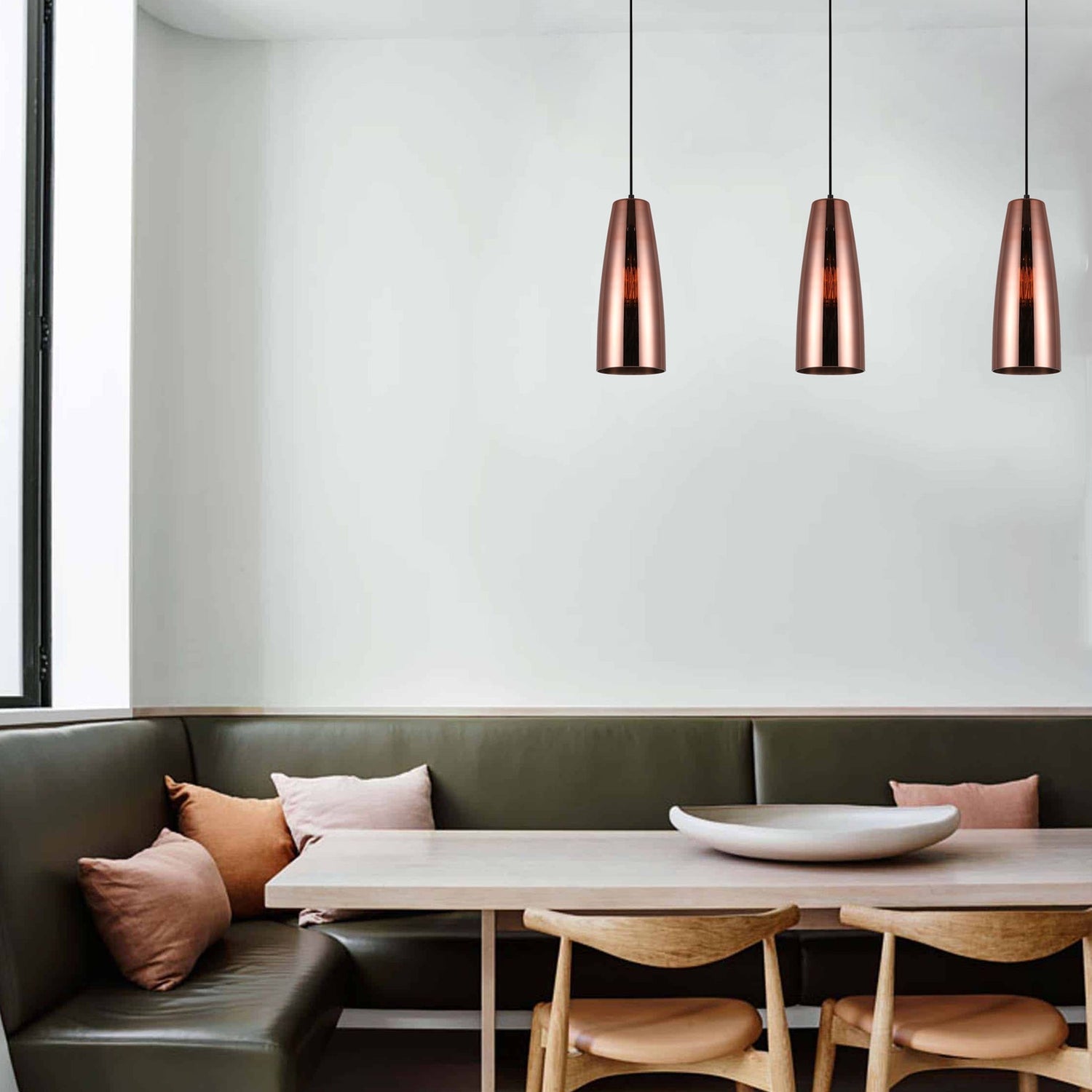 LAMINA: Retro Copper Coloured Glass Ellipse Shape Pendant Light