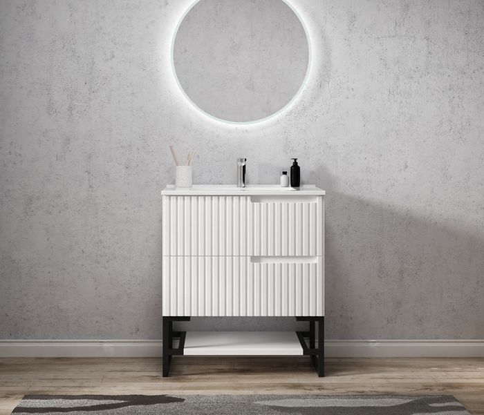 Noosa Fluted Wall Hung Vanity 750mm Satin White