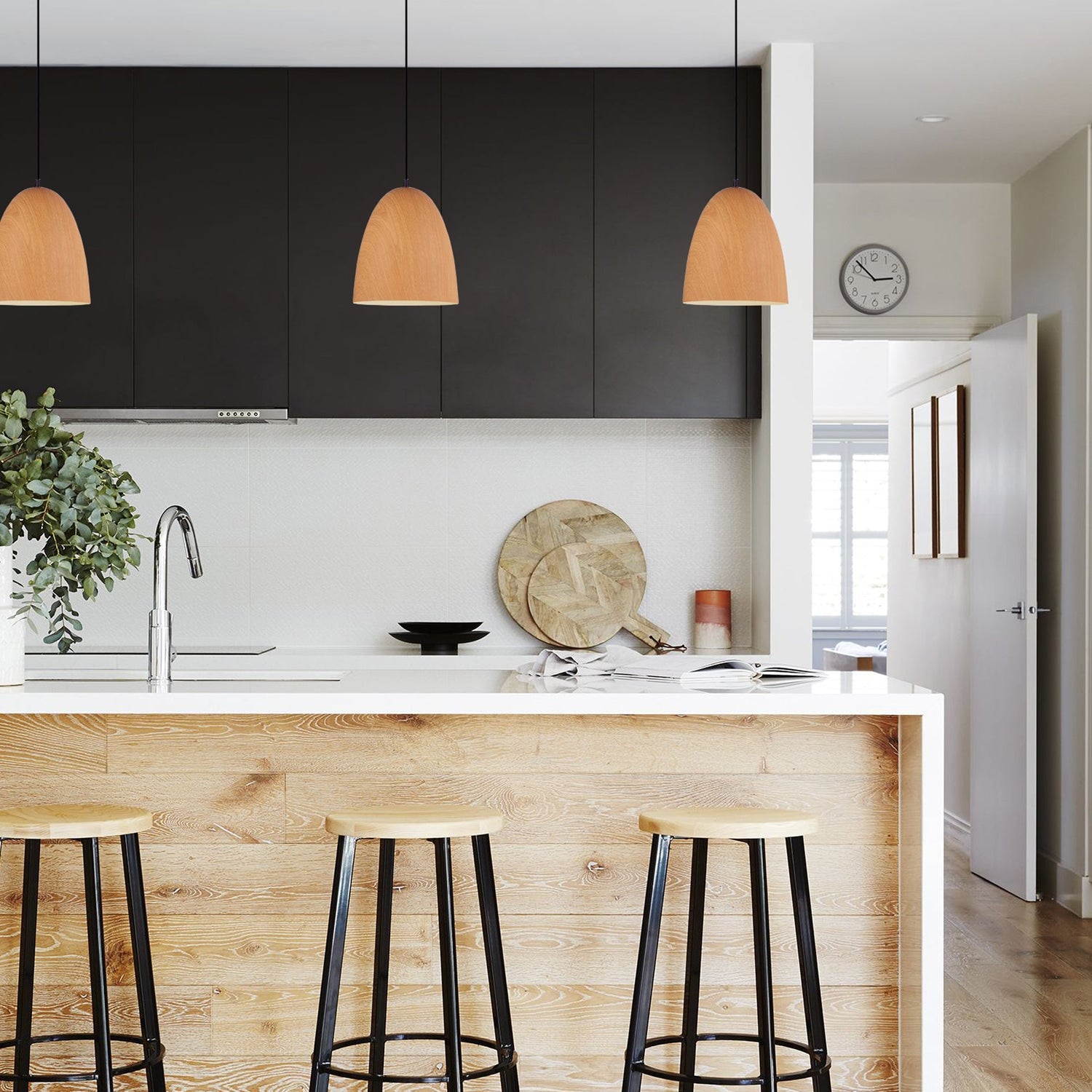 LIGNA: Retro Replica Wood Oblong Pendant Lights