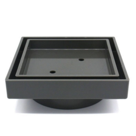 Gun Metal Smart Tile Insert Floor Waste Shower Grate Drain (90mm outlet) 115x115mm