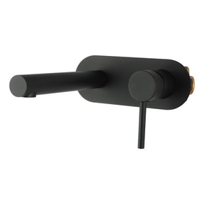 LUCID PIN Round Matte Black Bathtub/Basin Wall Mixer with Spout