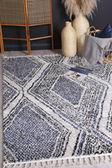 Myk Navy Blue Geometric Rug