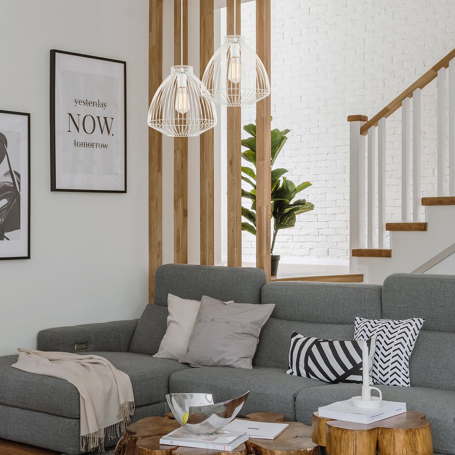 MANU: Modern Interior Cone (Concave) Wire Cage Pendant Lights