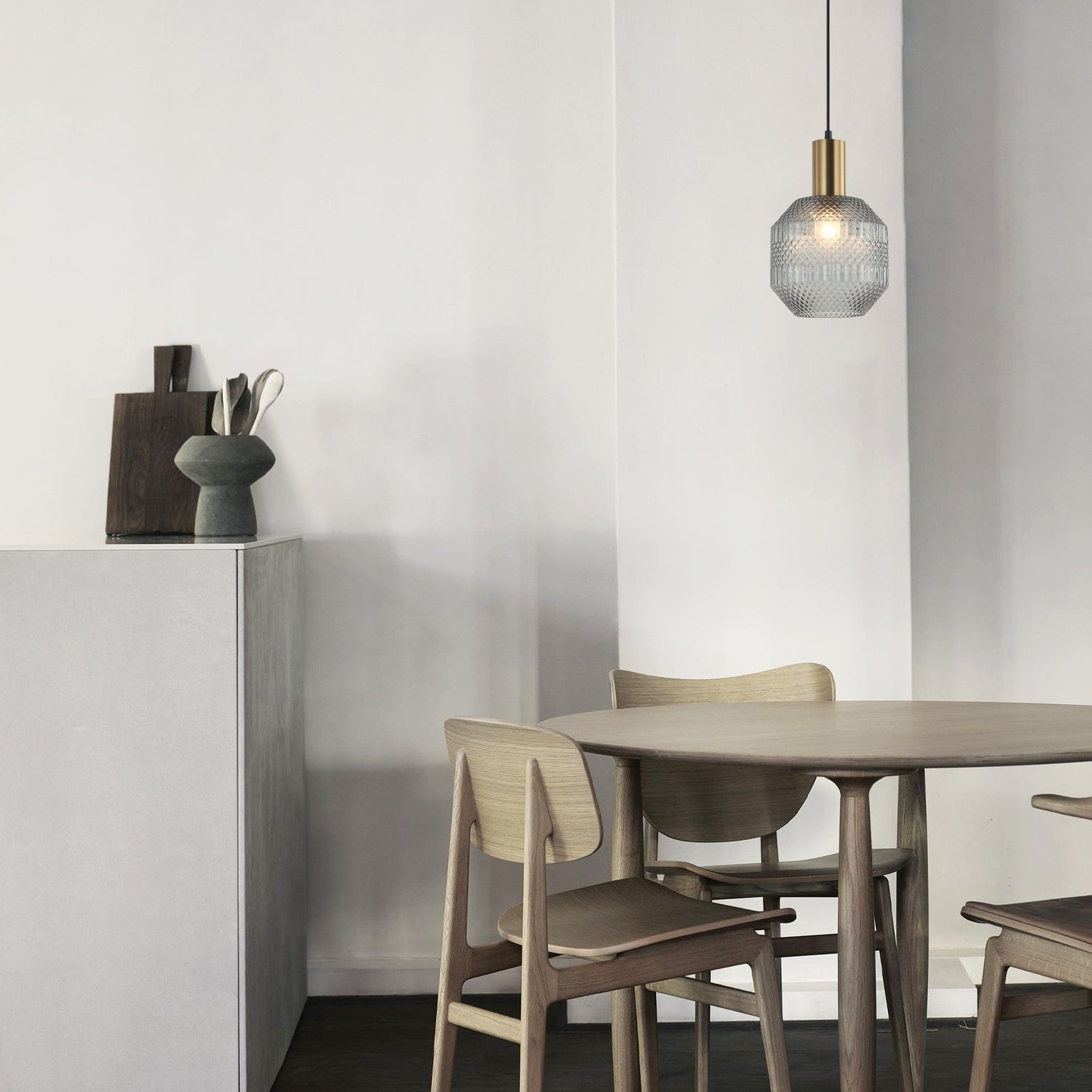 MARACA: Interior Glass Jar With Quadrilateral Segment Pendant Lights