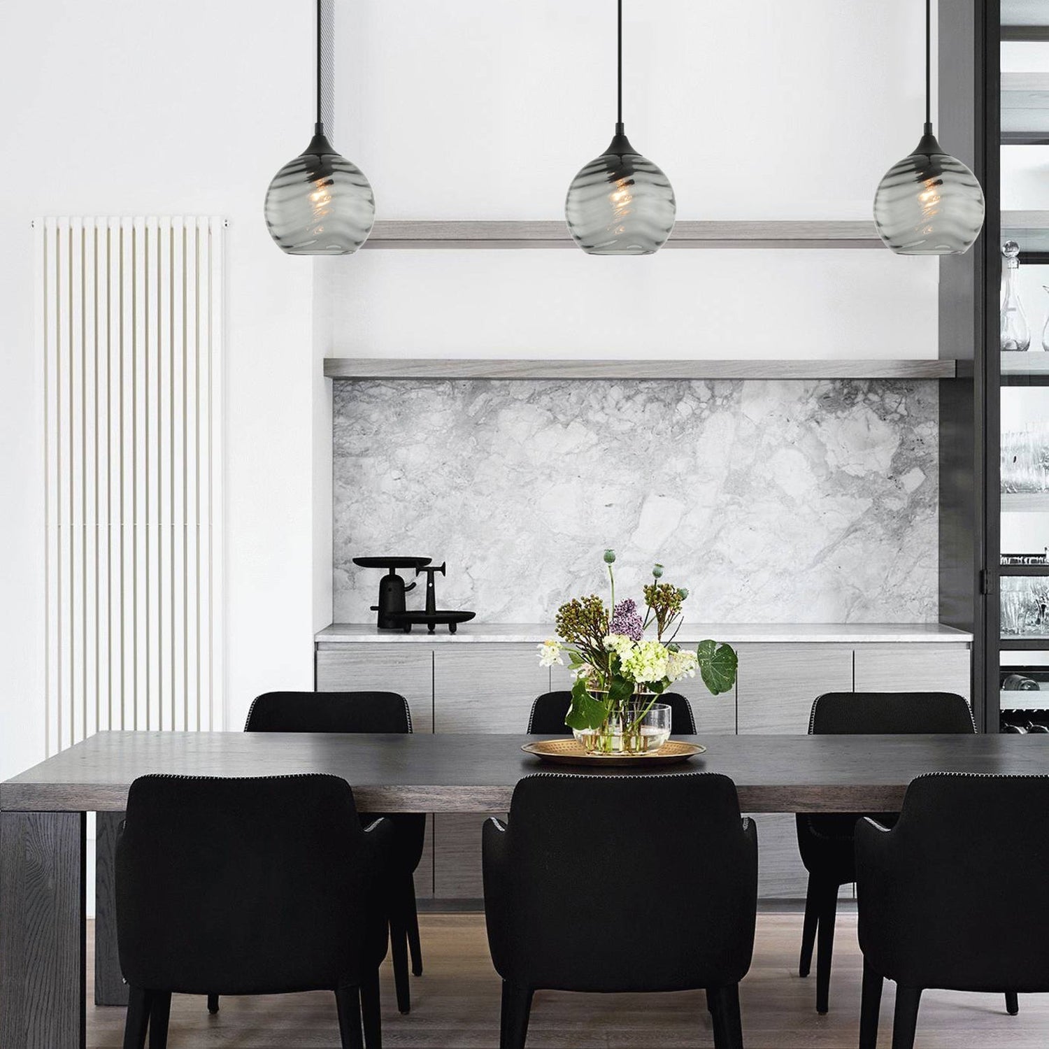 MARBRE: Modern Retro Interior Wine Glass Wavy Glass Pendant Lights