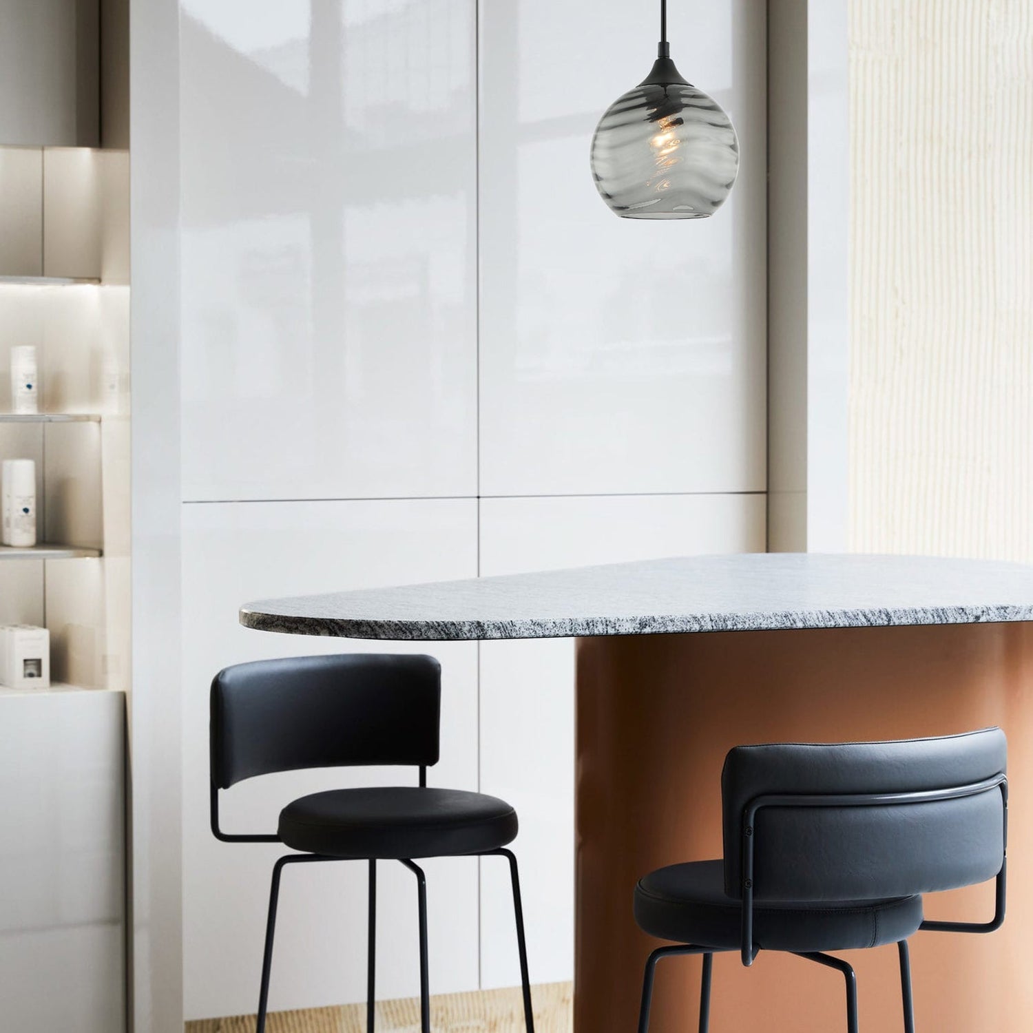 MARBRE: Modern Retro Interior Wine Glass Wavy Glass Pendant Lights