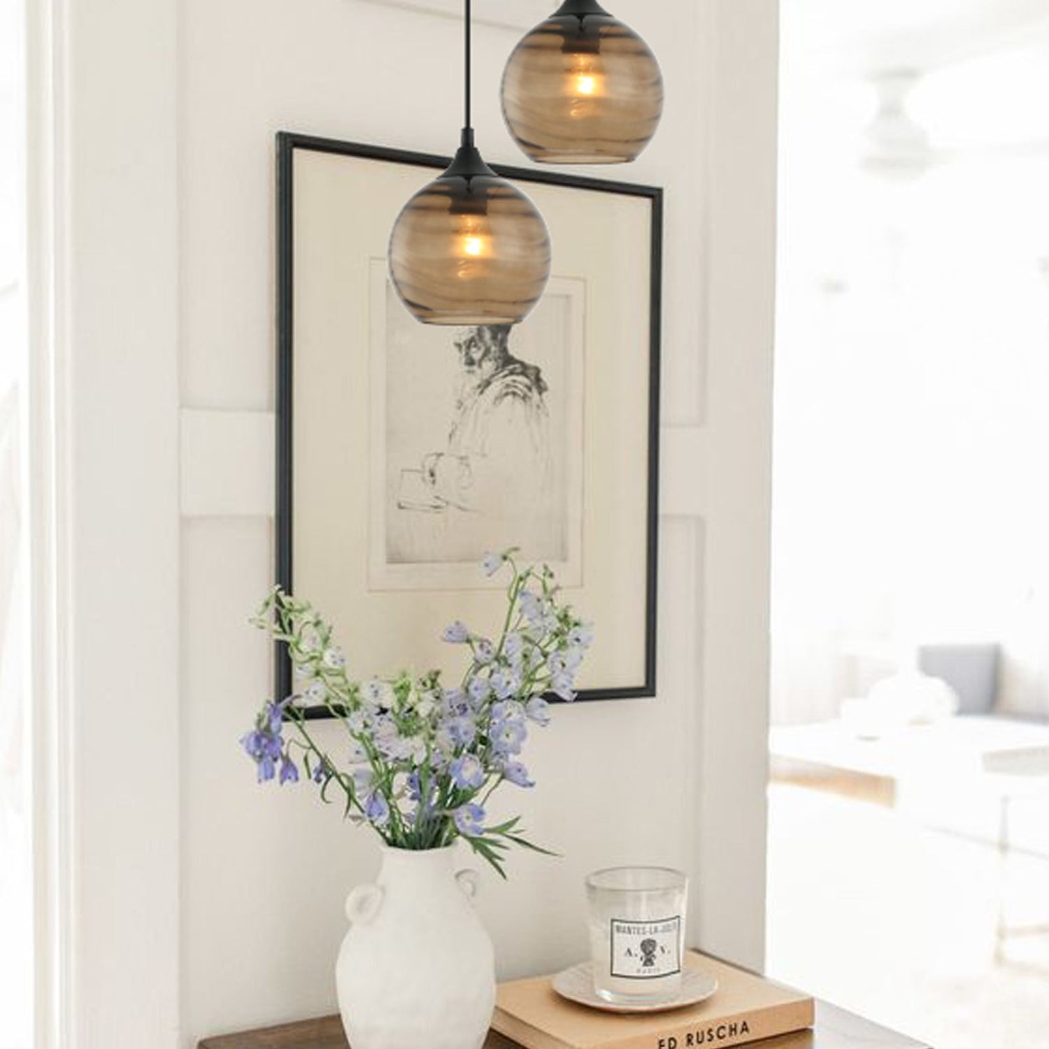 MARBRE: Modern Retro Interior Wine Glass Wavy Glass Pendant Lights