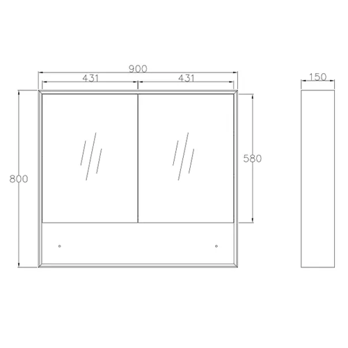 MARLO Mirror Shaving Cabinet 900mm