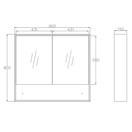 MARLO Mirror Shaving Cabinet 900mm