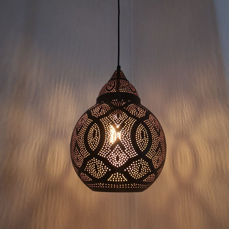 MARRAKESH: Bohemian Interior Bell Shape Pendant Light (Black/ White)