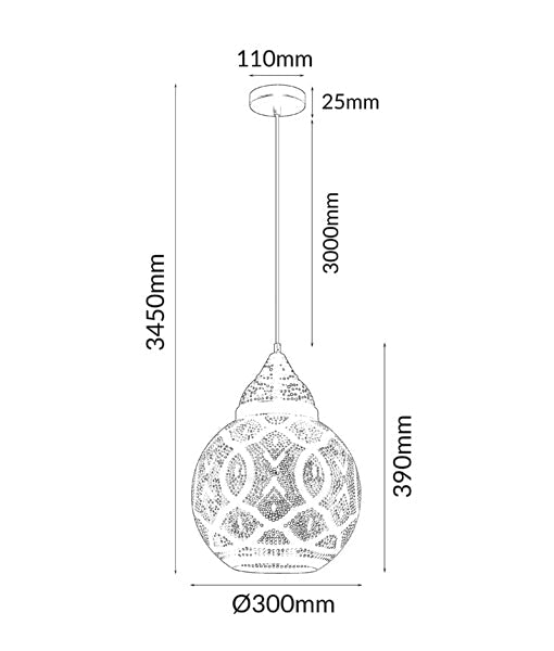 MARRAKESH: Bohemian Interior Bell Shape Pendant Light (Black/ White)