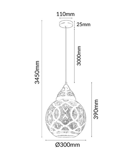 MARRAKESH: Bohemian Interior Bell Shape Pendant Light (Black/ White)