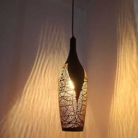 MARRAKESH: Bohemian Interior Bottle Shape Pendant Light (Black/ White)