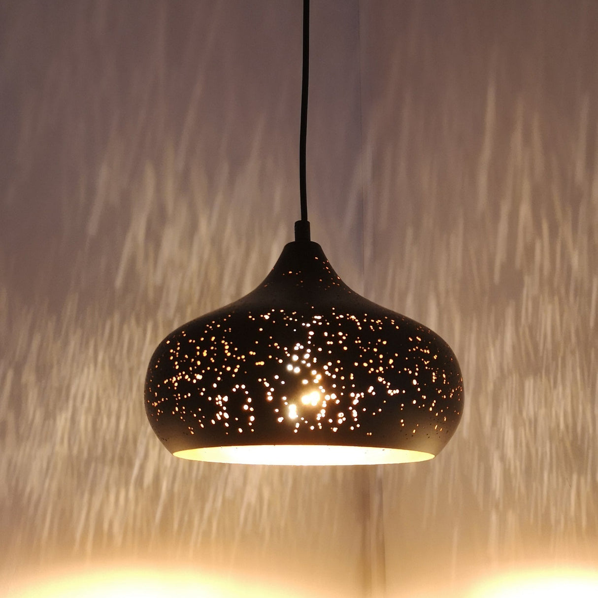 MARRAKESH: Bohemian Interior Champagne Glass Shape Pendant Light (Black/ White)