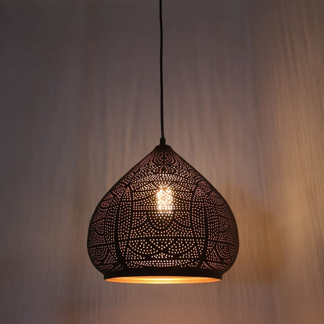 MARRAKESH: Bohemian Interior Ellipse Shape Pendant Light (Black/ White)