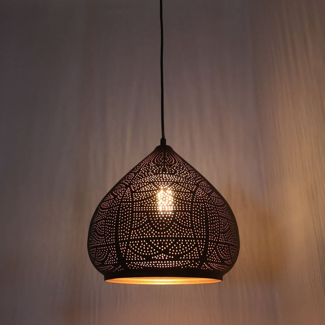 MARRAKESH: Bohemian Interior Ellipse Shape Pendant Light (Black/ White)