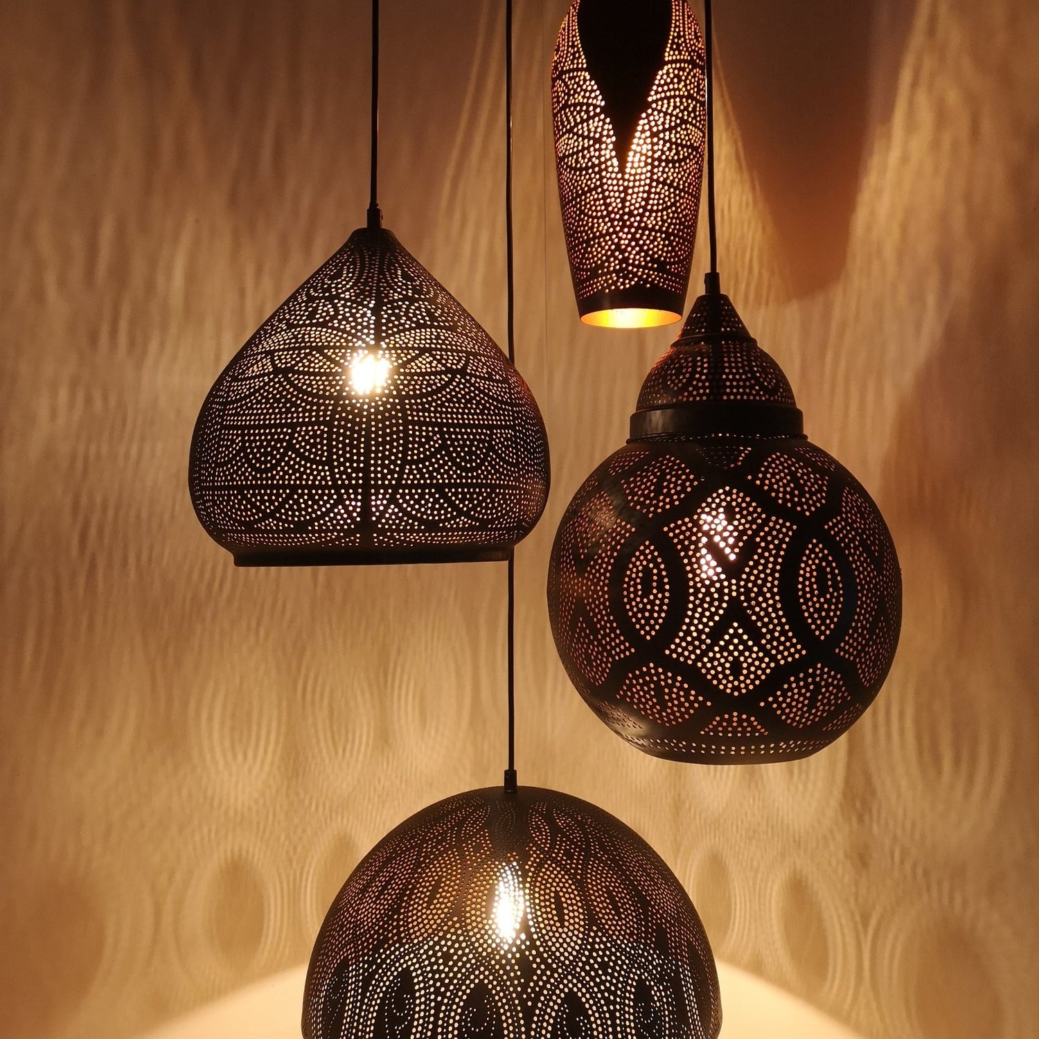 MARRAKESH: Bohemian Interior Bell Shape Pendant Light (Black/ White)