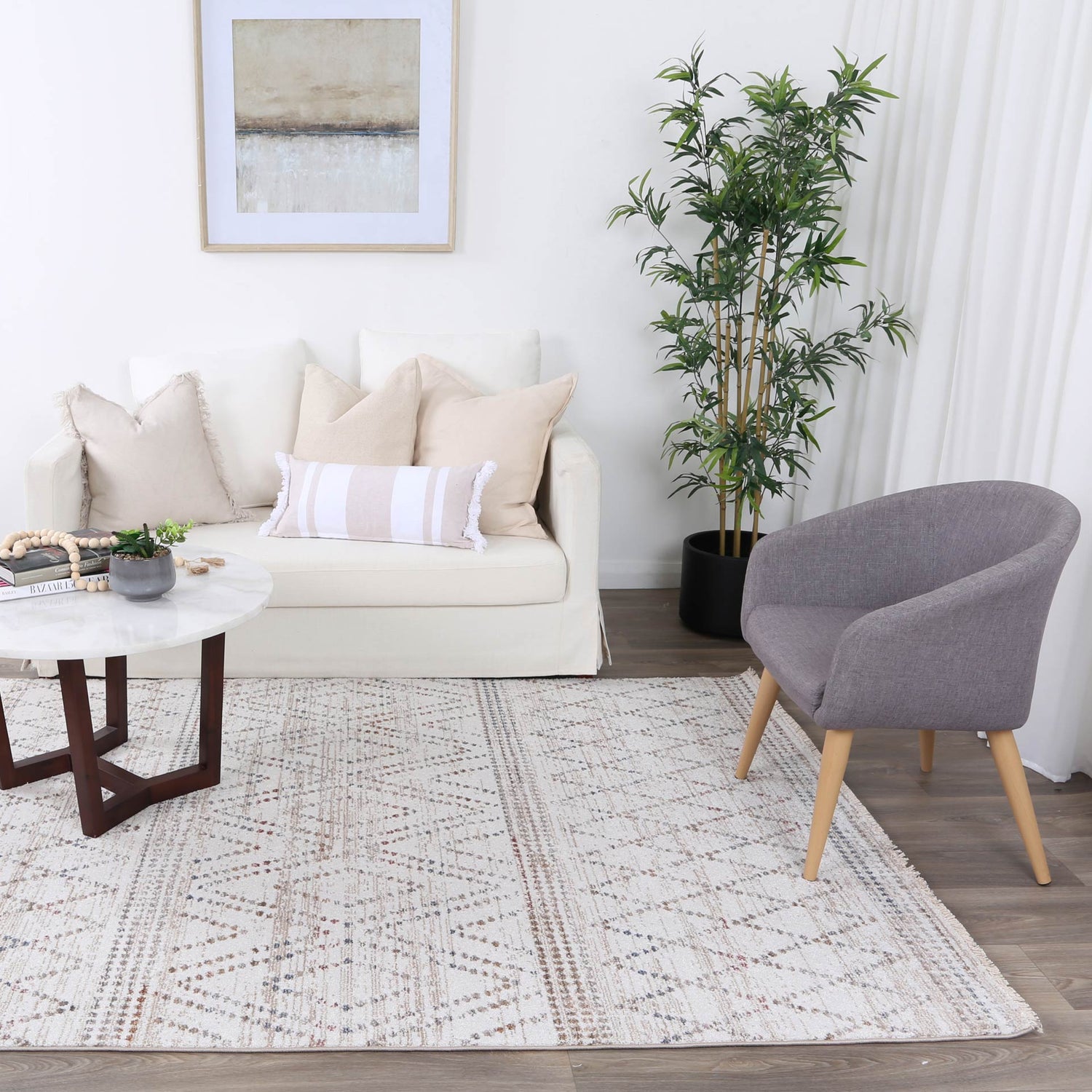 Annapolis Tabriz Beige Geometric Soft Rug