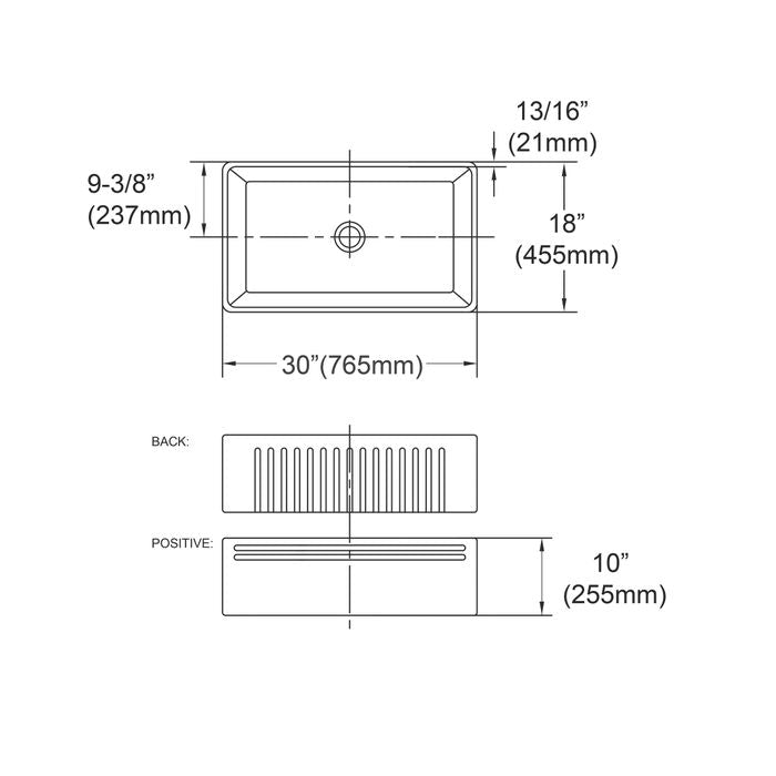 BOSTON Butler Kitchen Sink 765x455x255mm