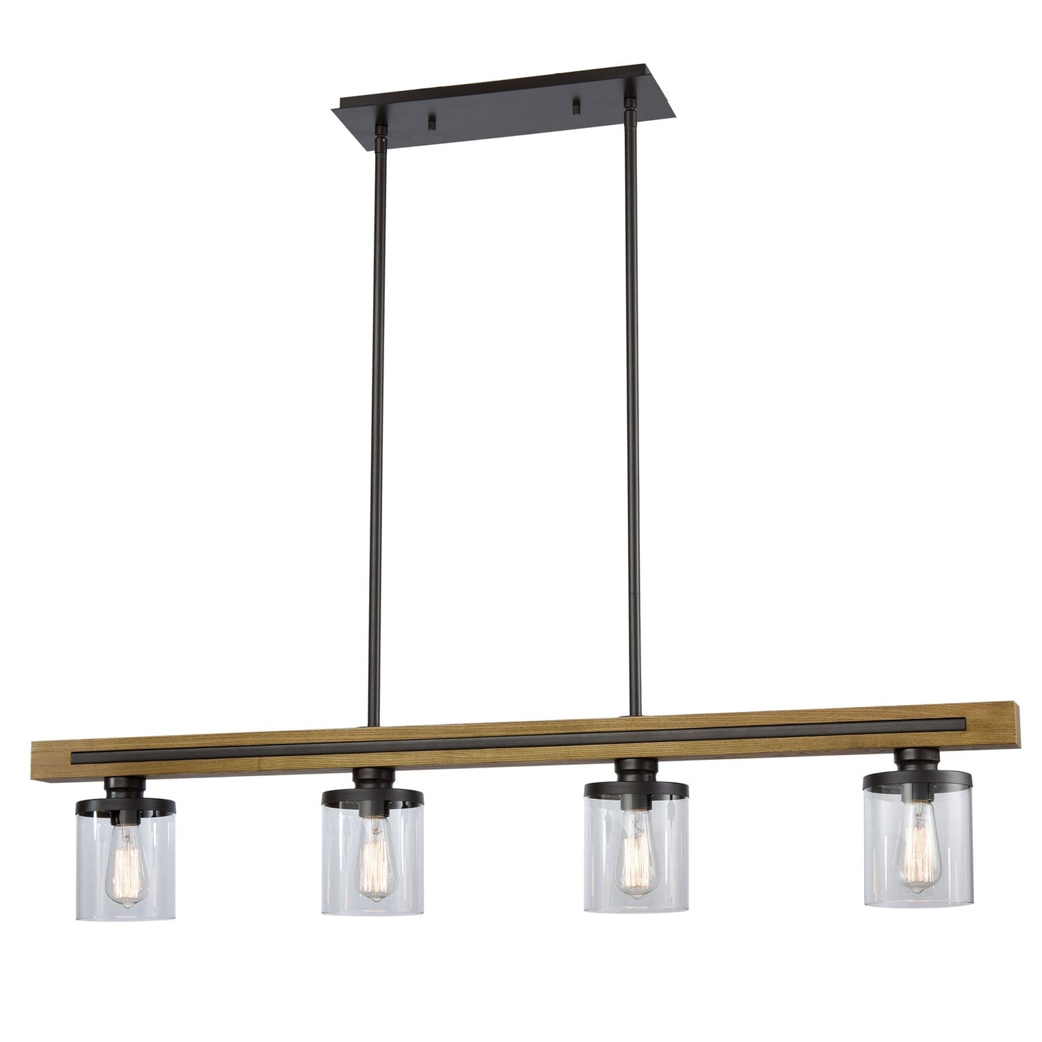 METI: Medieval Rustic Warm Chestnut Wood Bar Pendant Light
