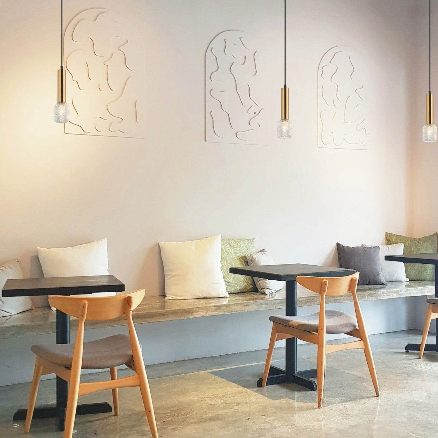 MIKRO: Modern Karaoke Mic Shape Interior Cylinder & Mesh Pendant Lights