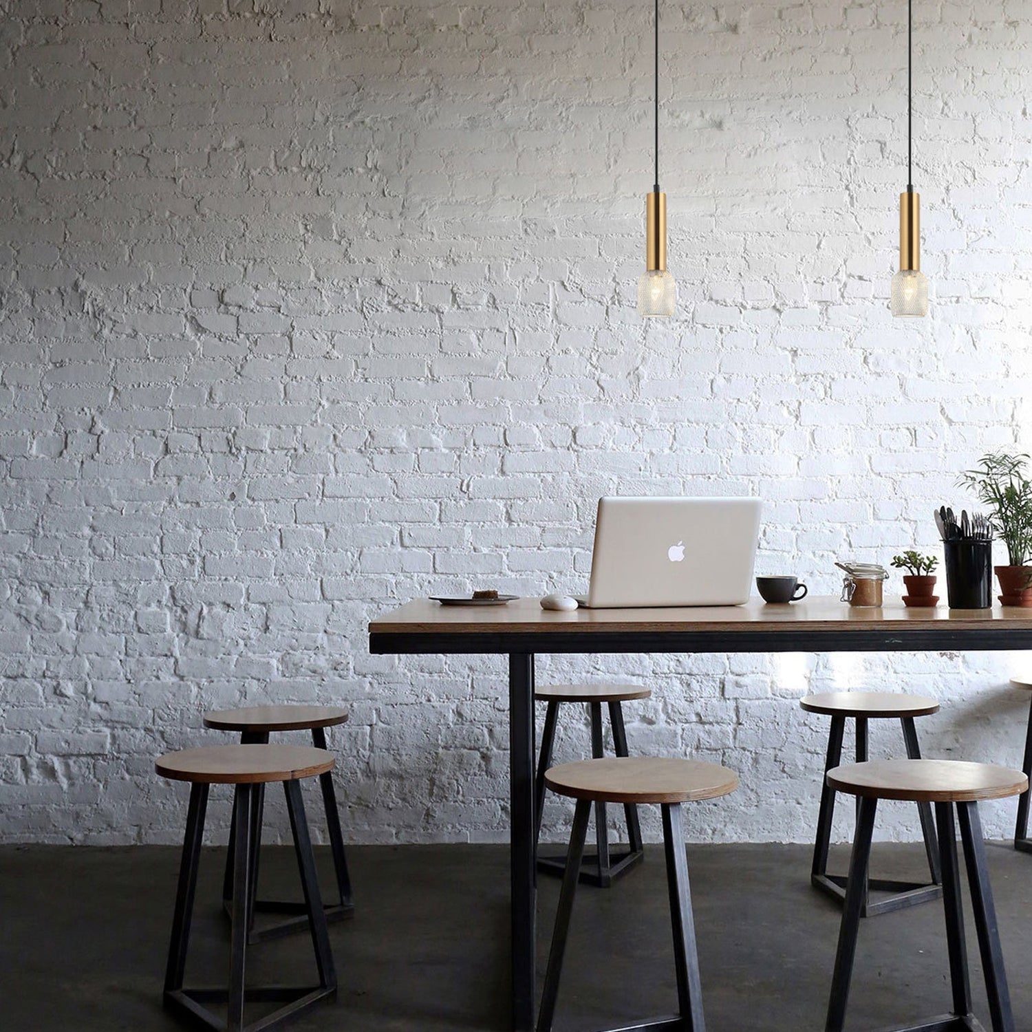 MIKRO: Modern Karaoke Mic Shape Interior Cylinder & Mesh Pendant Lights