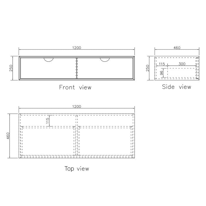 Tiara Wall Hung Vanity and Basin 1200mm White