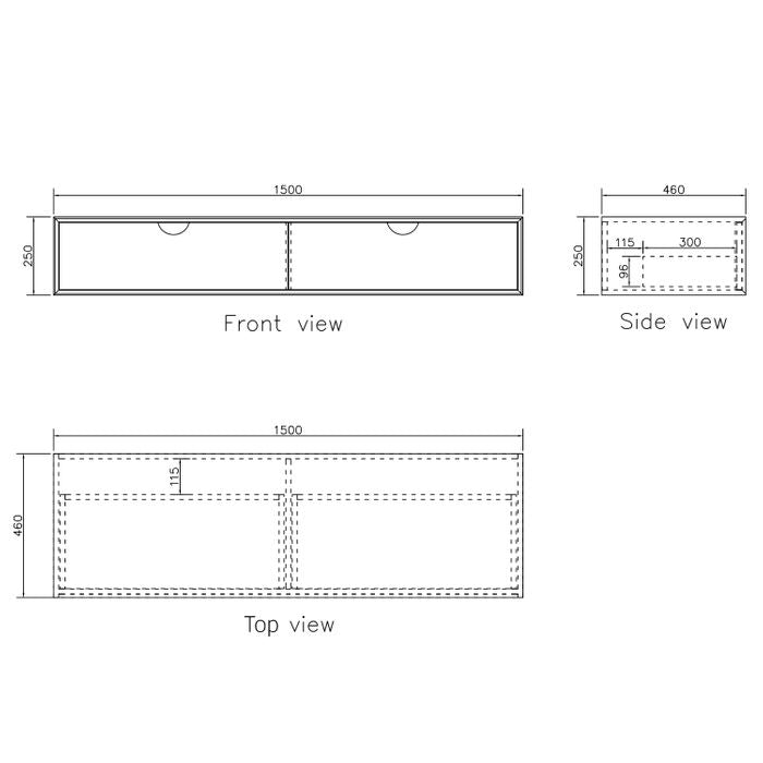 Tiara Wall Hung Vanity and Basin 1500mm White