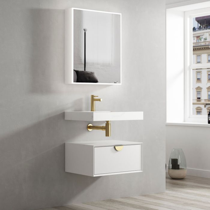 Tiara Wall Hung Vanity and Basin 600mm White