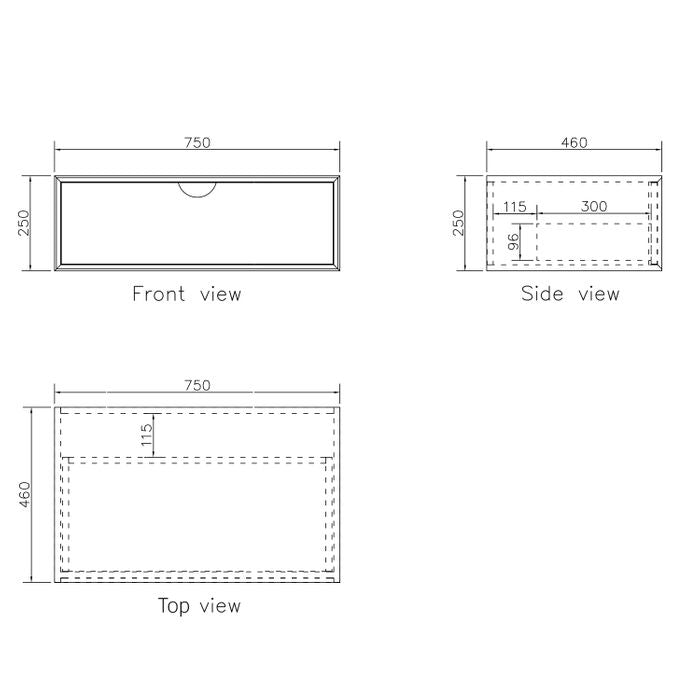 Tiara Wall Hung Vanity and Basin 750mm White