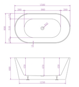 Mia Free Standing Bathtub with Non-Overflow (Matte White) 1500/1700mm