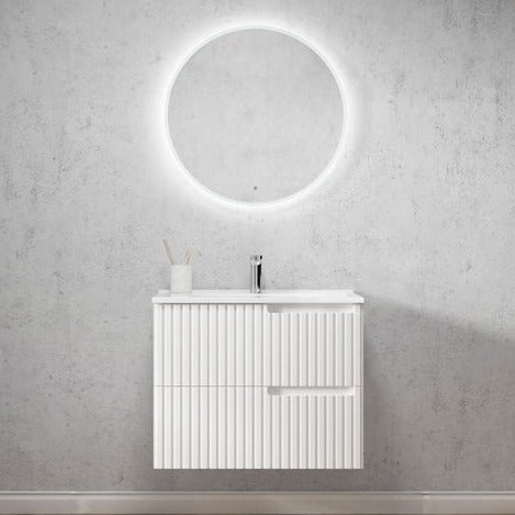 Noosa Fluted Wall Hung Vanity 750mm Satin White
