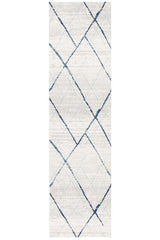 Oasis Noah White Blue Contemporary Runner Rug