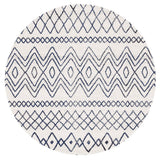 Oasis Nadia White Blue Rustic Tribal Round Rug