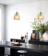 ORDITO: Abstract Chrome With Glass Ellipse Pendant Lights