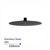 AQU Super Slim Round Rainfall Shower Head 250mm - Black