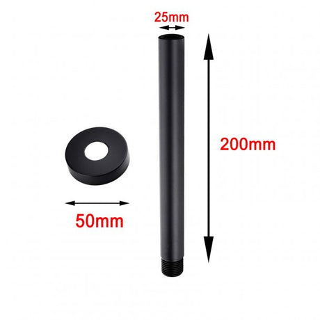 AQU 200mm Ceiling Shower Arm - Black Technical Drawing