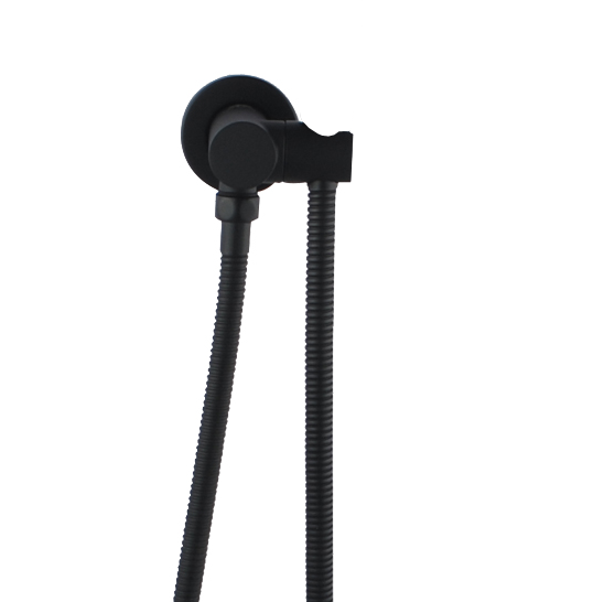 AQU Round Hand Held Shower Bracket Holder - Black