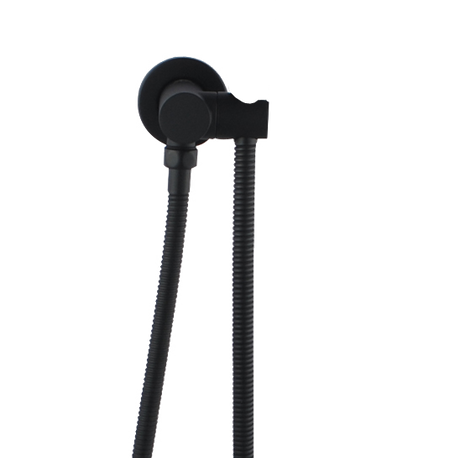 AQU Round Hand Held Shower Bracket Holder - Black