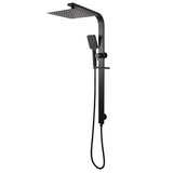 AQU 10'' Square Wide Rail Shower Station Top Water Inlet - Black