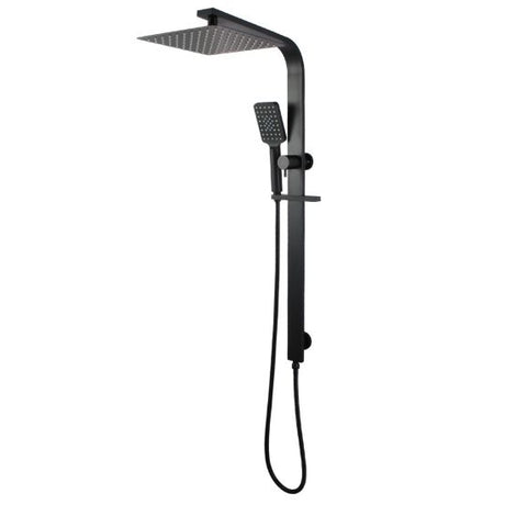 AQU 10'' Square Wide Rail Shower Station Top Water Inlet - Black